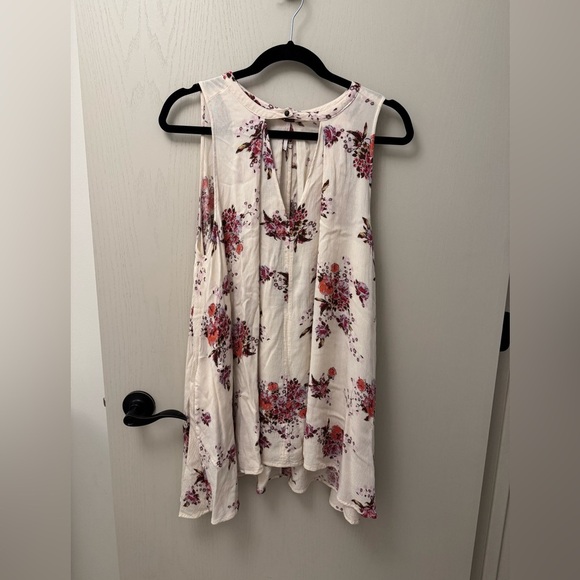 Free People Tree Swing Cream Floral Mini Dress Size S w Purple Flowers Boho - Picture 3 of 9